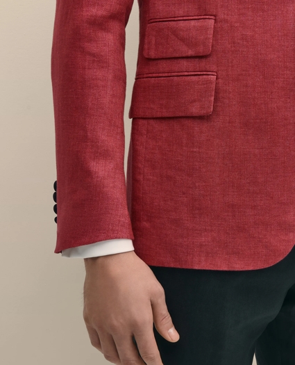 Classic Fit Linen Herringbone Dinner Jacket, image 4