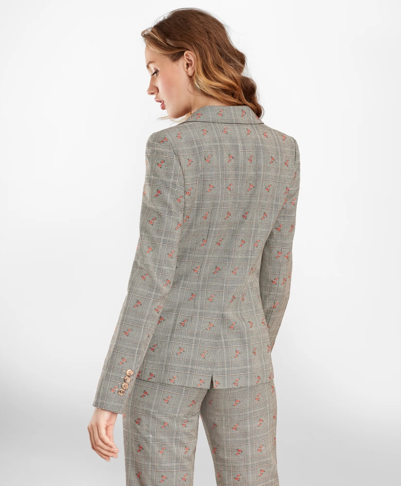 Petite Floral Glen Plaid Wool-Cotton Double-Breasted Jacket, image 4