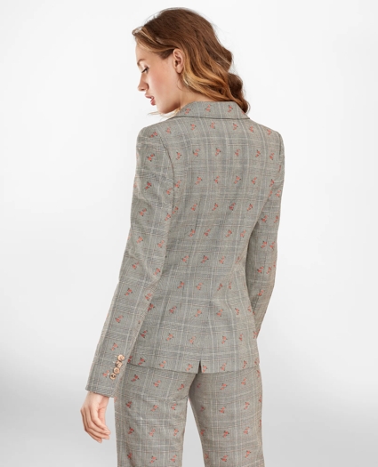 Petite Floral Glen Plaid Wool-Cotton Double-Breasted Jacket, image 4