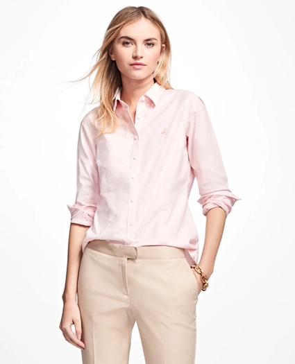 Petite Non-Iron Tailored-Fit Supima® Cotton Dress Shirt, image 1