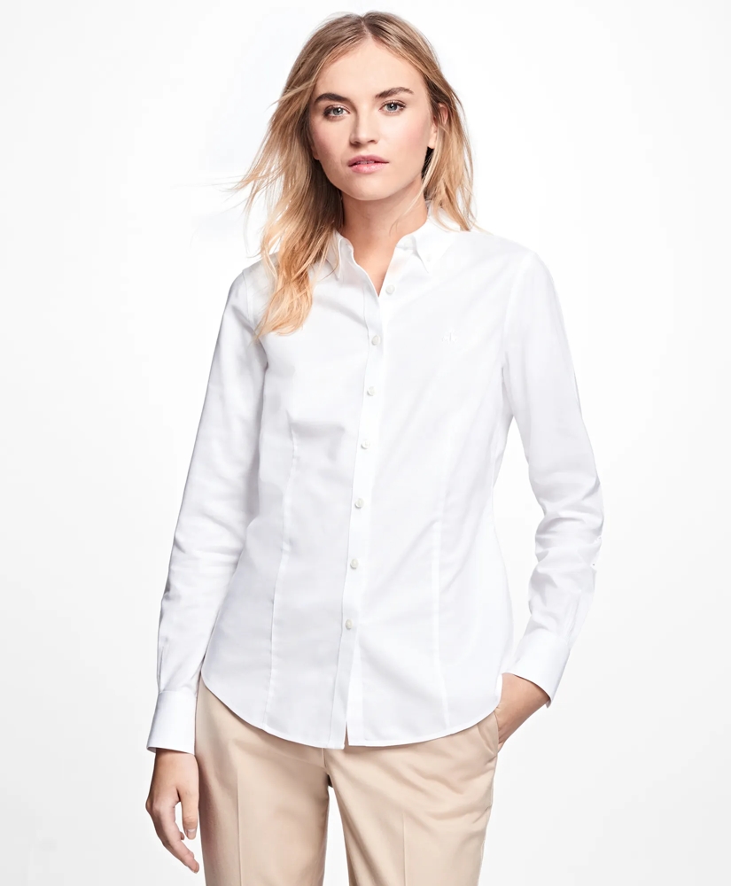 Petite Non-Iron Tailored-Fit Supima&reg; Cotton Dress Shirt, image 3