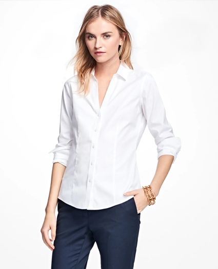 Petite Non-Iron Fitted Dress Shirt, image 1