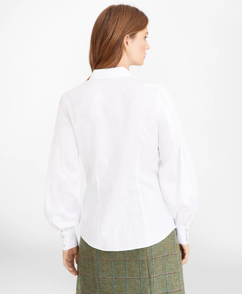 Petite Non-Iron Tailored-Fit Supima® Cotton Floral Jacquard Blouse, image 5