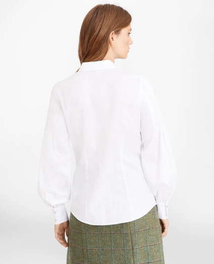 Petite Non-Iron Tailored-Fit Supima® Cotton Floral Jacquard Blouse, image 5