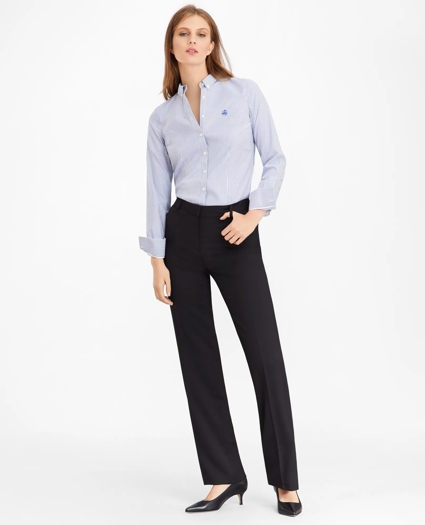 Petite Non-Iron Tailored-Fit Bengal Stripe Supima® Cotton Pinpoint Oxford Shirt, image 3