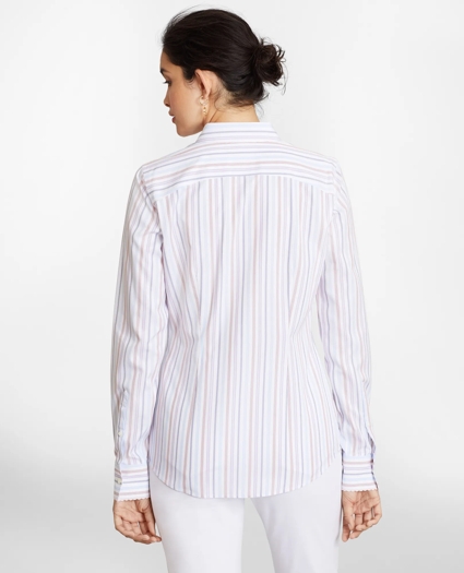 Petite Non-Iron Tailored-Fit Striped Supima® Cotton Dobby Shirt, image 4