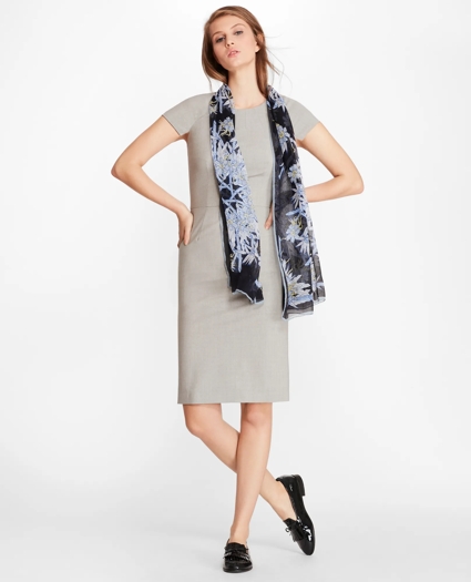 Petite Stretch-Wool Cap Sleeve Sheath Dress, image 1