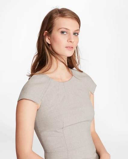 Petite Stretch-Wool Cap Sleeve Sheath Dress, image 2