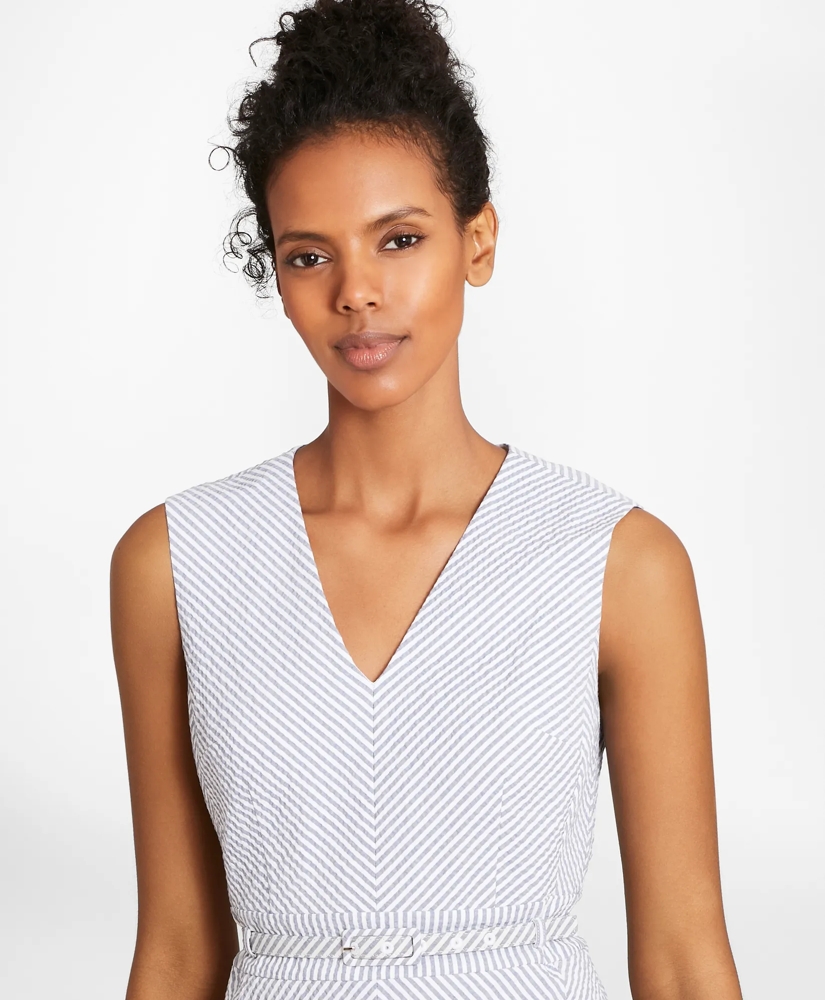 Petite Striped Stretch Cotton Seersucker Dress, image 2