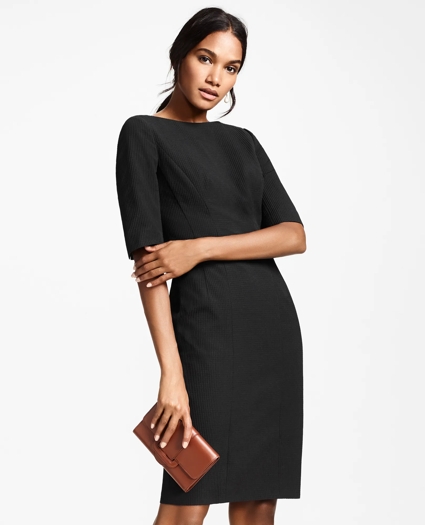 Petite Stretch-Cotton Jacquard Sheath Dress, image 1