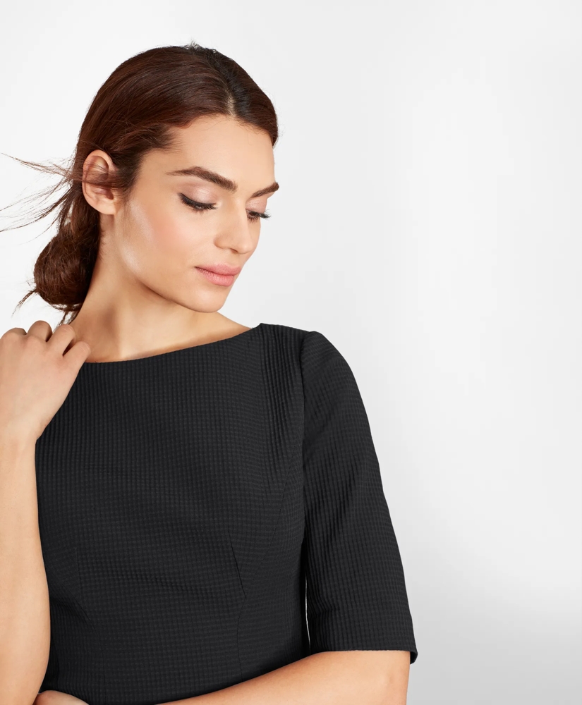 Petite Stretch-Cotton Jacquard Sheath Dress, image 2