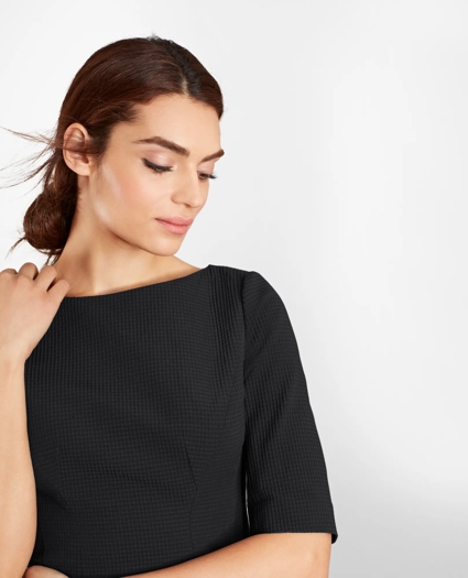 Petite Stretch-Cotton Jacquard Sheath Dress, image 2