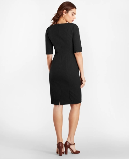 Petite Stretch-Cotton Jacquard Sheath Dress, image 4