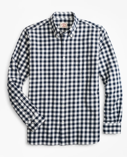 Gingham Brushed Cotton Flannel Sport Shirt, image 1