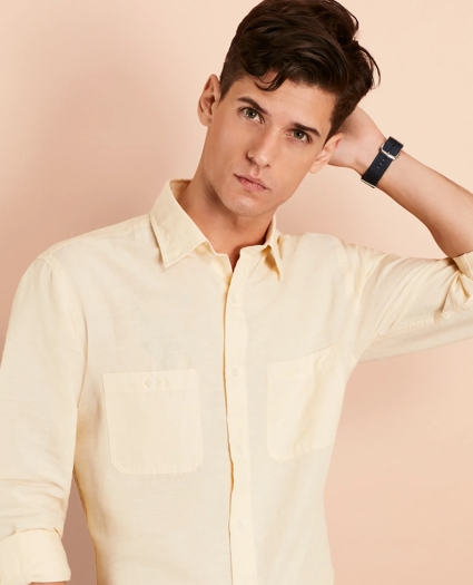 Linen-Cotton Chambray Sport Shirt, image 1