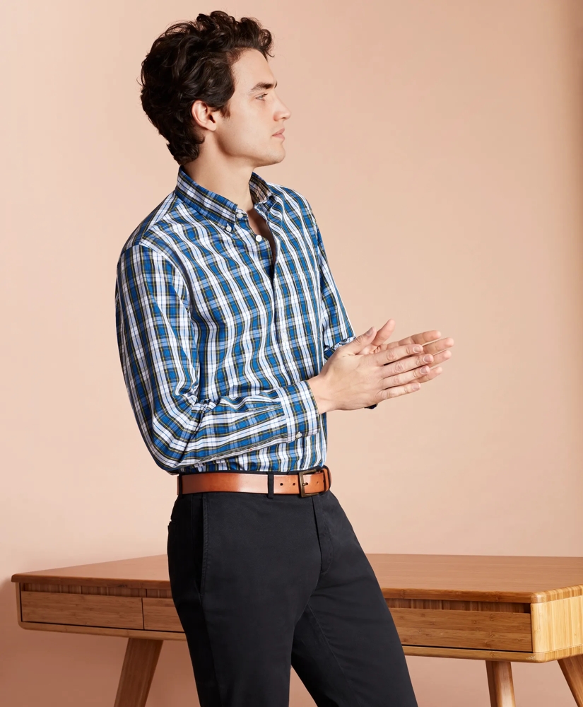 Plaid Cotton Broadcloth Sport Shirt, image 2