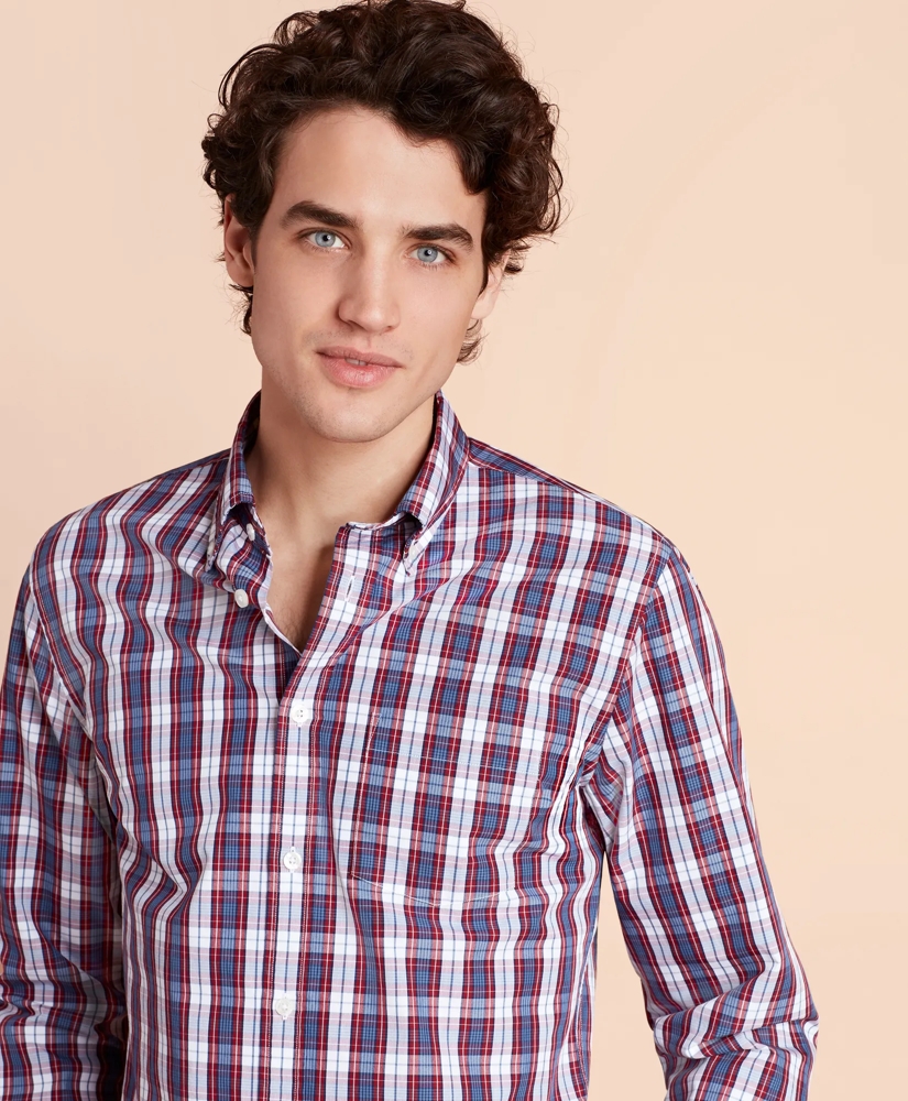 Plaid Cotton Broadcloth Sport Shirt, image 3