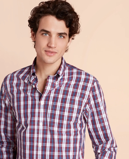Plaid Cotton Broadcloth Sport Shirt, image 3