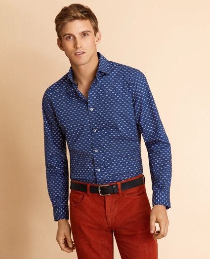 Hound-Print Poplin Shirt, image 1