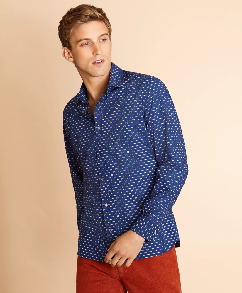 Hound-Print Poplin Shirt, image 2