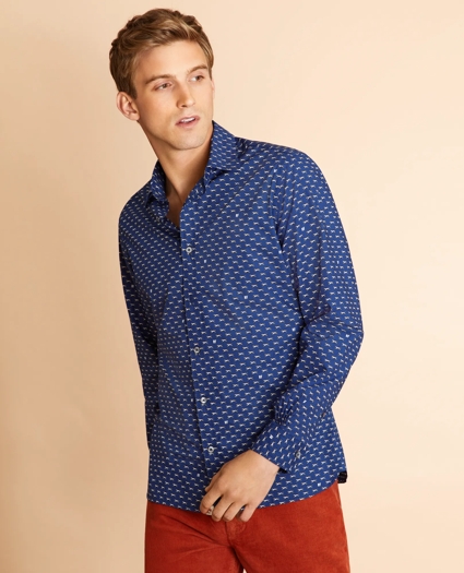 Hound-Print Poplin Shirt, image 2