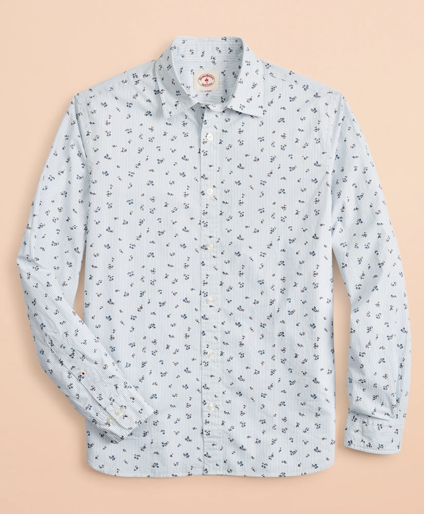 Micro-Stripe Floral-Print Poplin Shirt, image 4