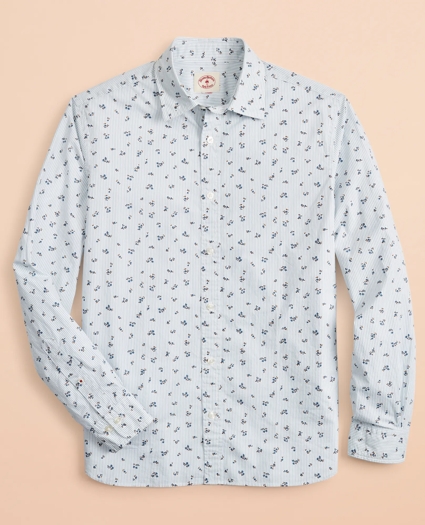 Micro-Stripe Floral-Print Poplin Shirt, image 4