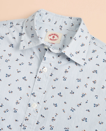 Micro-Stripe Floral-Print Poplin Shirt, image 5