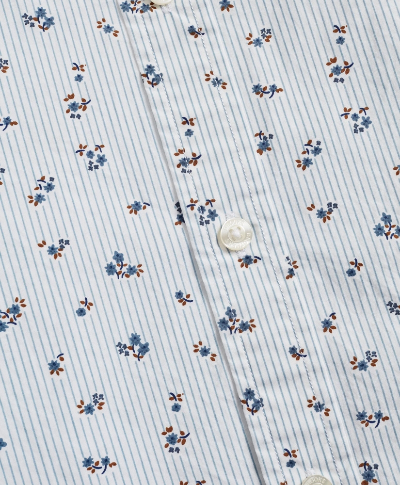 Micro-Stripe Floral-Print Poplin Shirt, image 6
