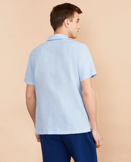 Garment-Dyed Linen-Cotton Camp Collar Short-Sleeve Shirt, image 4