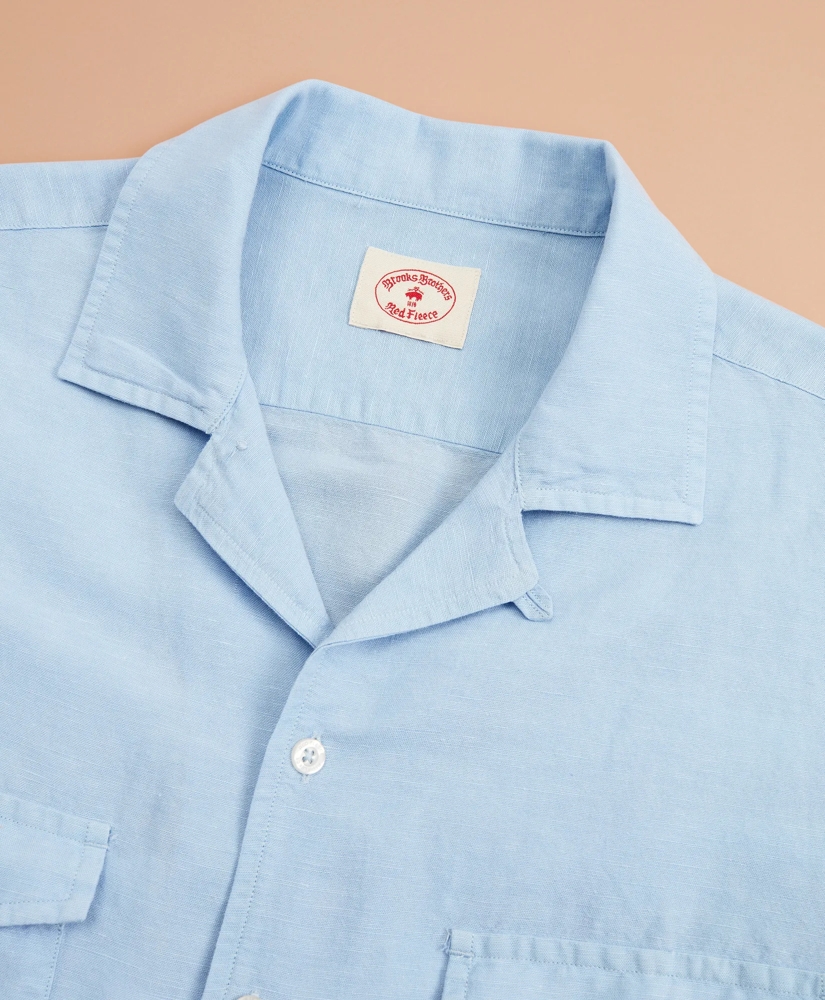 Garment-Dyed Linen-Cotton Camp Collar Short-Sleeve Shirt, image 6