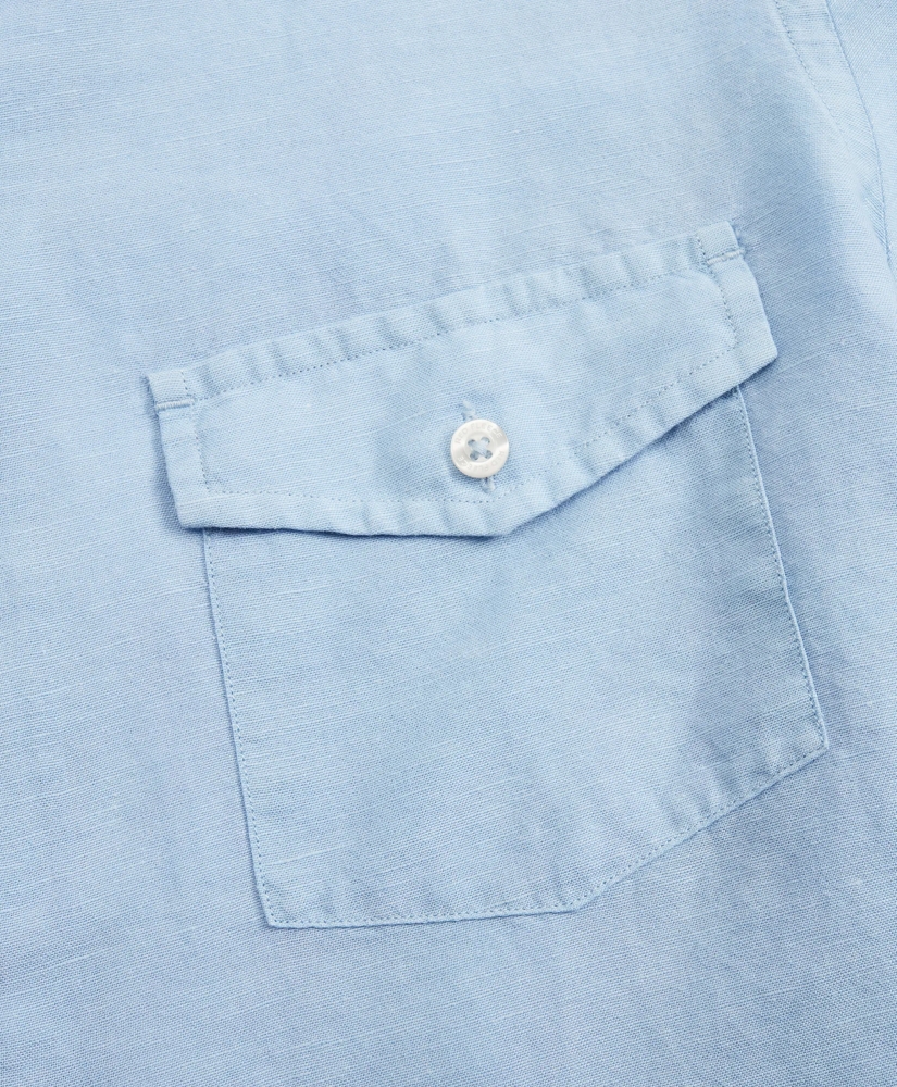 Garment-Dyed Linen-Cotton Camp Collar Short-Sleeve Shirt, image 7