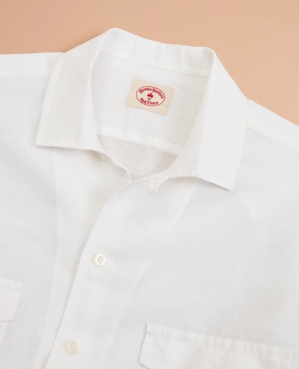 Garment-Dyed Linen-Cotton Camp Collar Short-Sleeve Shirt, image 5