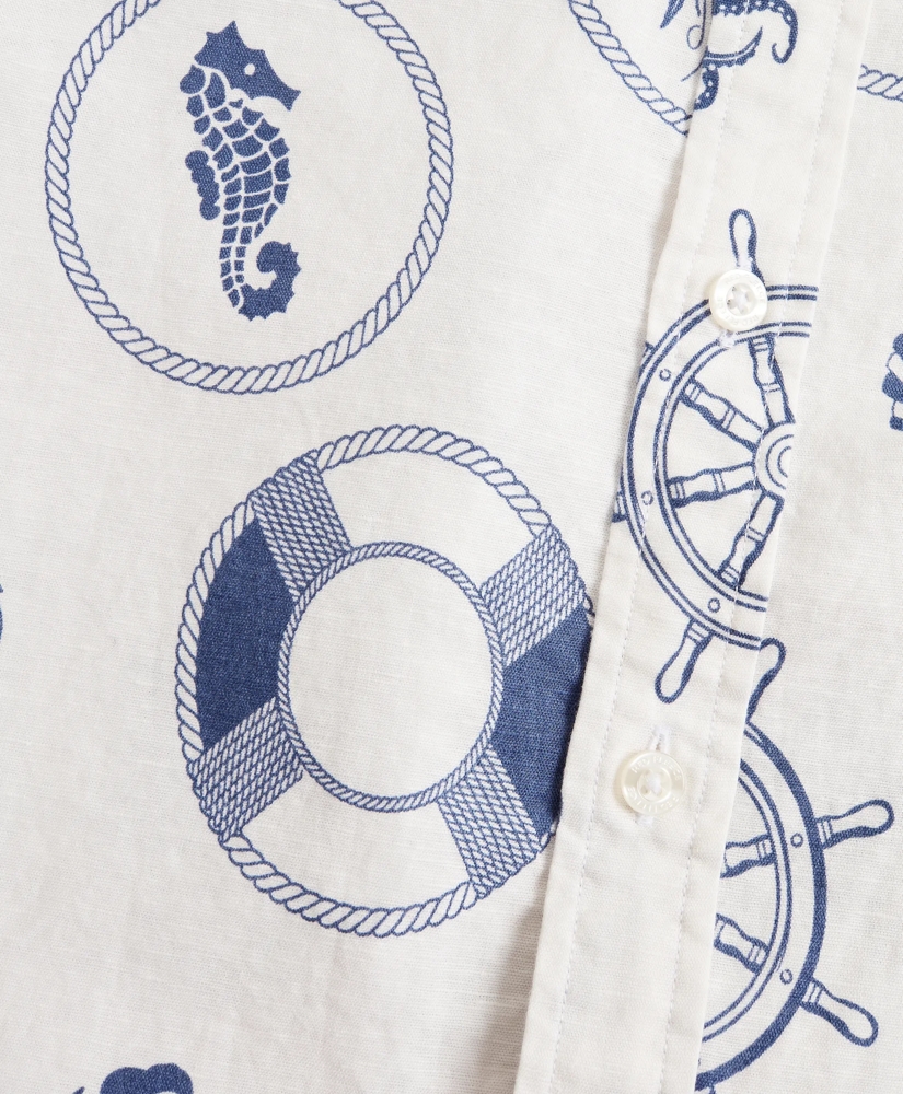 Marine Print Linen-Cotton Shirt, image 6