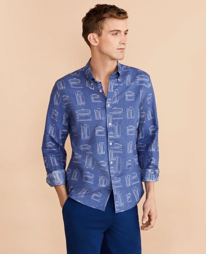 Surfboard Print Linen-Cotton Shirt, image 2