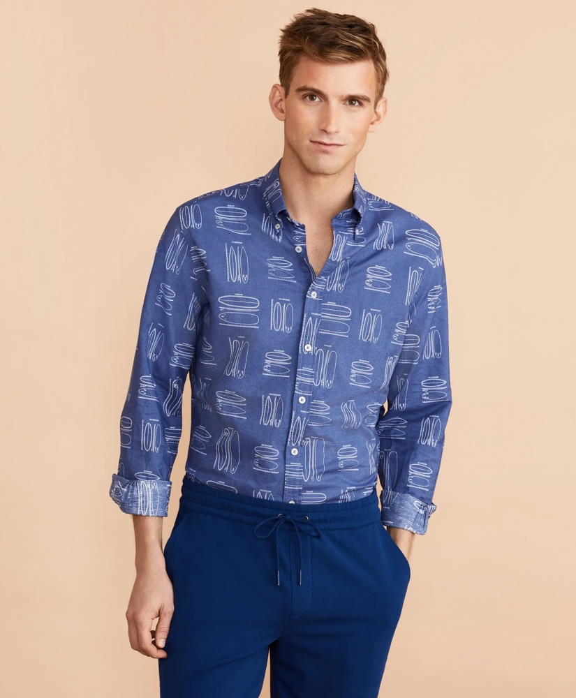 Surfboard Print Linen-Cotton Shirt, image 3