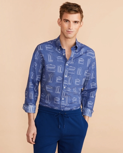Surfboard Print Linen-Cotton Shirt, image 3