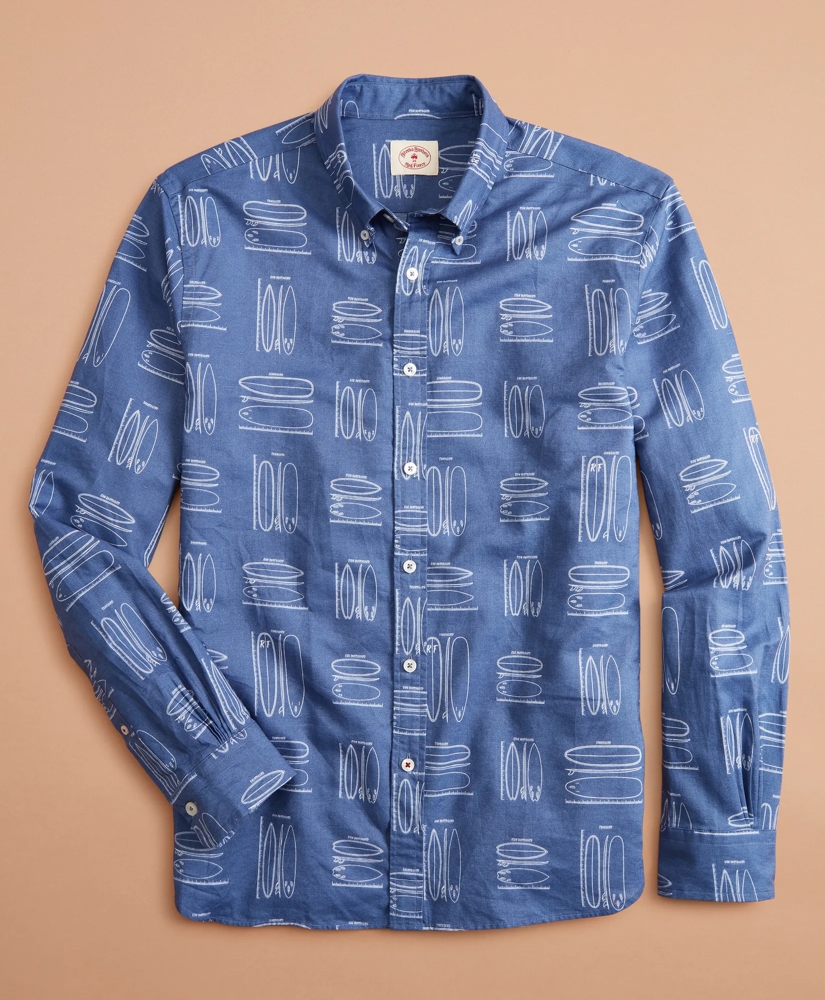 Surfboard Print Linen-Cotton Shirt, image 5