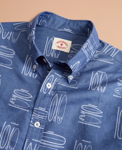 Surfboard Print Linen-Cotton Shirt, image 6