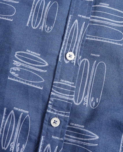 Surfboard Print Linen-Cotton Shirt, image 7