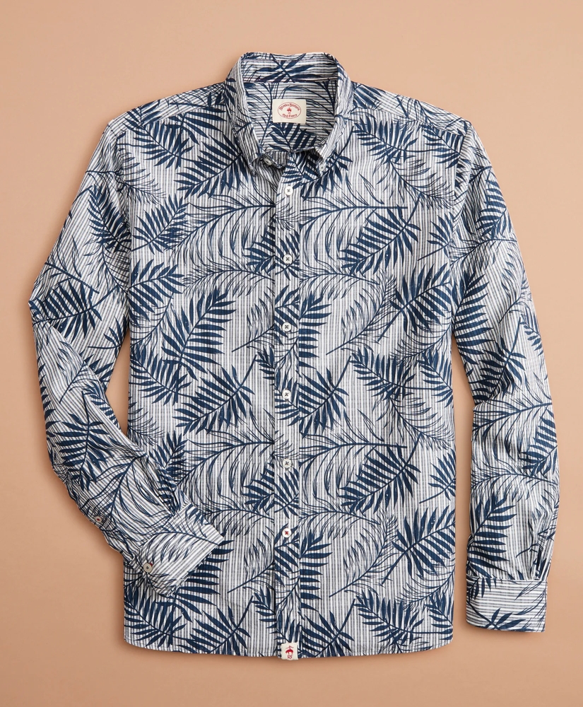 Indigo Striped Palm Print Shirt, image 3