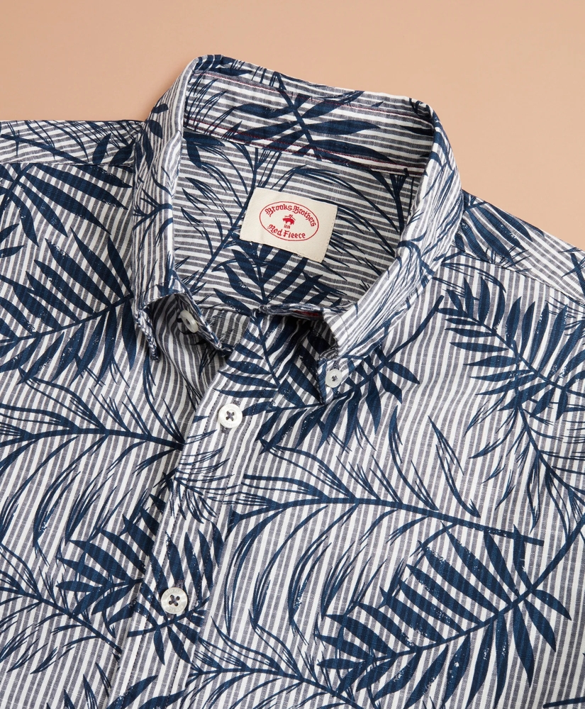Indigo Striped Palm Print Shirt, image 4