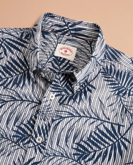 Indigo Striped Palm Print Shirt, image 4