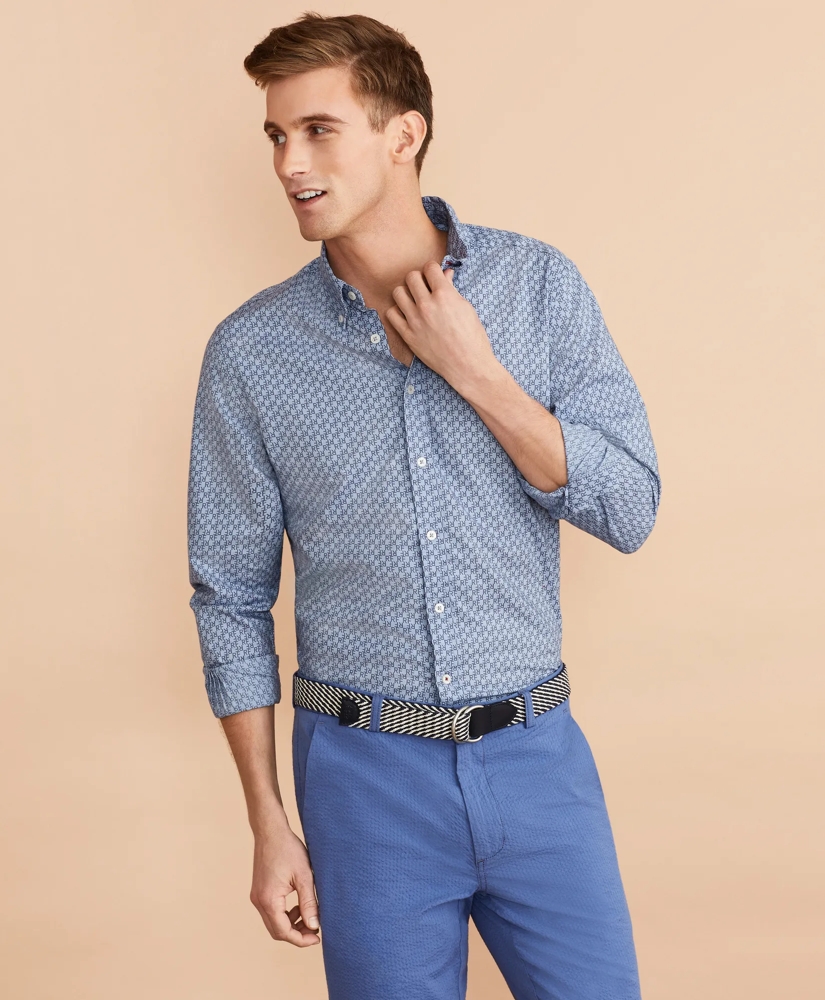 Indigo Red Fleece Print Shirt, image 2