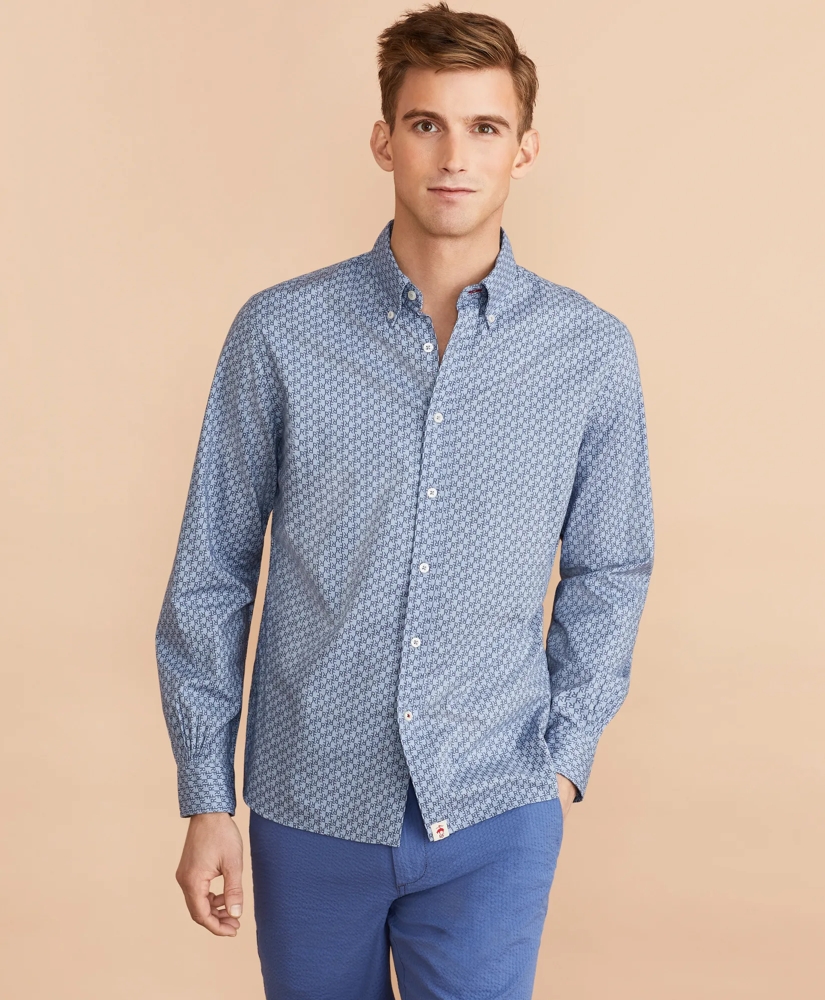 Indigo Red Fleece Print Shirt, image 3