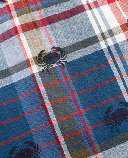 Crab-Print Madras Popover Shirt Short-Sleeve, image 6