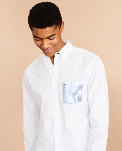 Seersucker Striped-Pocket Shirt, image 1