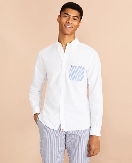 Seersucker Striped-Pocket Shirt, image 2