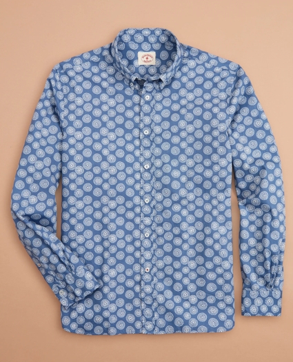 Geometric Flower-Print Poplin Shirt, image 1