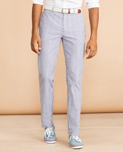 Multi-Color Striped Seersucker Trousers, image 1